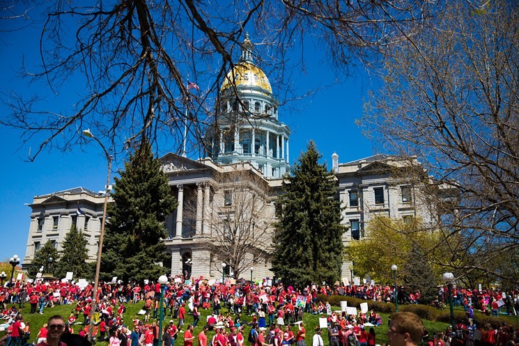Colorado teachers protesting at the Capitol. - HEATHER FAIRCHILD