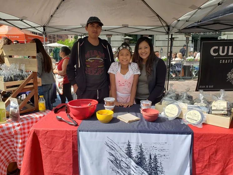 Bolder Tortillas's Stefan Gomez and his family selling Colorado blue corn tortillas and chips. - LINNEA COVINGTON