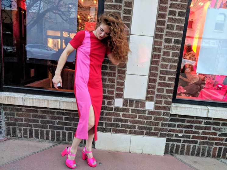 Grace Peters wears a pink dress and pink platforms from ASOS. - PHOTO BY MAURICIO ROCHA