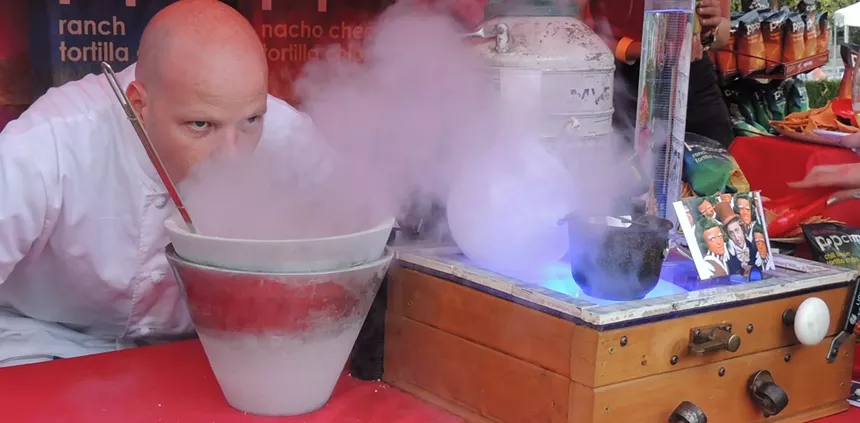 Mad scientist Ian Kleinman uses his powers for good (ice cream), not evil (fussy small plates). - STACEY KLEINMAN