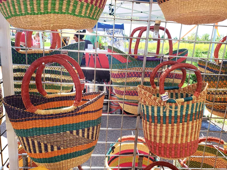 Though not produced in Colorado, these beautiful Ghana-made baskets can be filled with local produce. - LINNEA COVINGTON