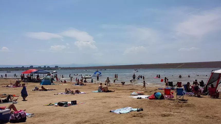 There aren't many trees, but there's plenty of sand at Cherry Creek State Park's swim beach. - COURTESY CHERRY CREEK STATE PARK, COLORADO PARKS AND WILDLIFE FACEBOOK