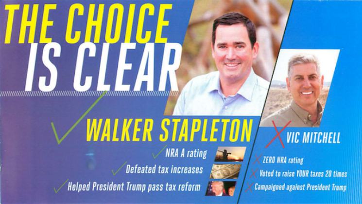 A recent Walker Stapleton campaign flier amends the misleading statement from his TV ad by stating that he "helped President Trump pass tax reform." - WESTWORD