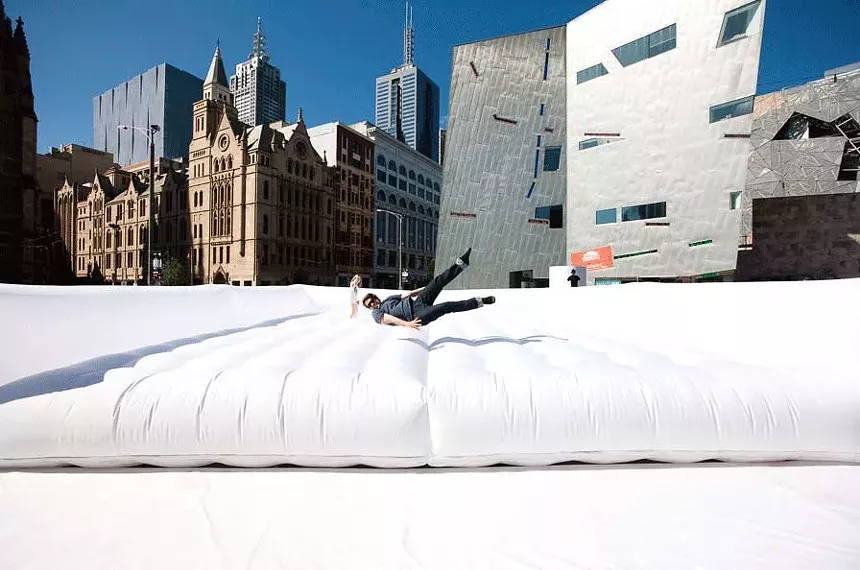 Bounce around in public on Happy City's farewell inflatable dance floor. - STUART SEMPLE, HAPPY CITY DENVER