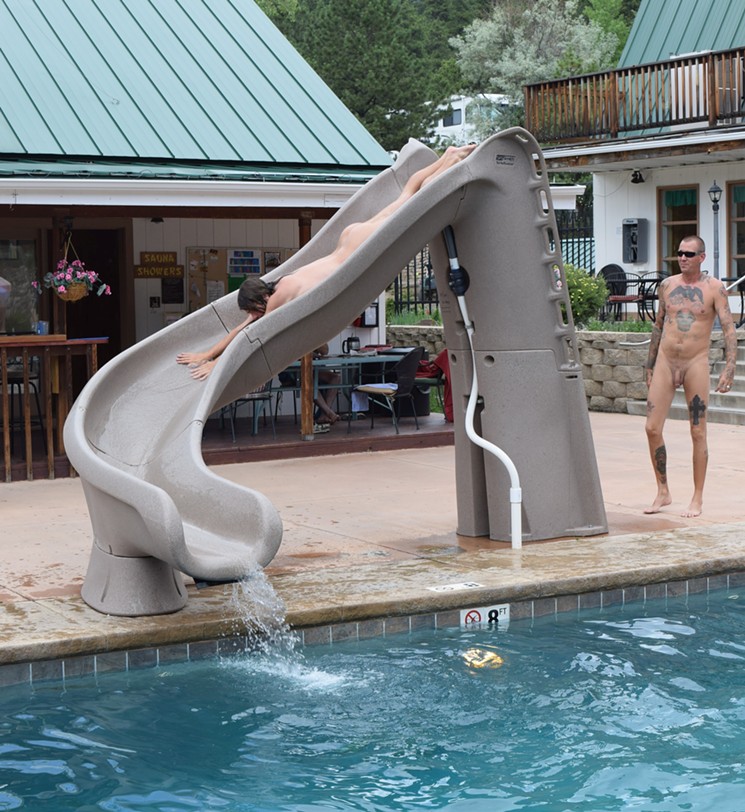 The swimming pool slide is particularly fun without a swimsuit. - PHOTO BY GARY G., COURTESY OF MOUNTAIN AIR RANCH