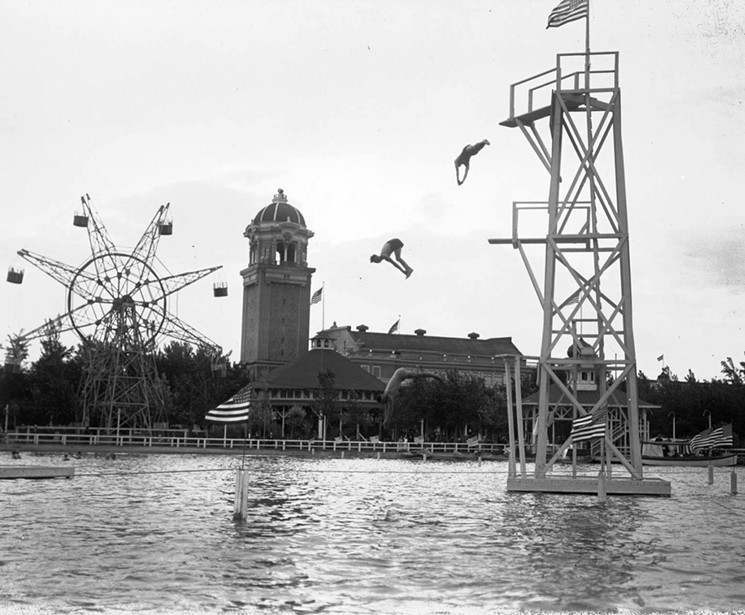Lakeside Amusement Park had a swimming beach on Lake Sylvan. - DENVER PUBLIC LIBRARY