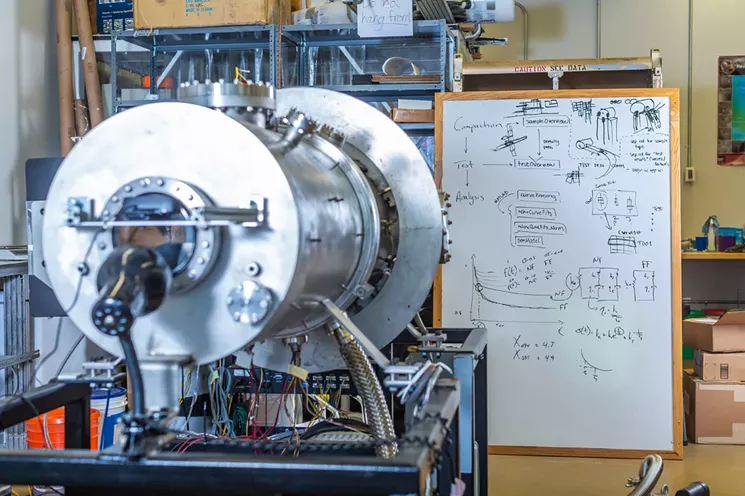 A vacuum chamber, just one piece of equipment in the Center for Space Resources laboratory. - JAKE HOLSCHUH