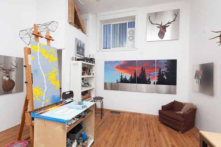 Schantz's studio, where her landscapes unfurl. - PHOTO: WES MAGYAR