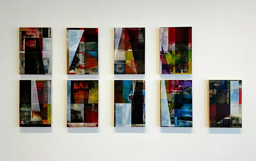 A grid of Teresa Booth Brown's mixed-media paintings on board. - COURTESY OF MICHAEL WARREN CONTEMPORARY