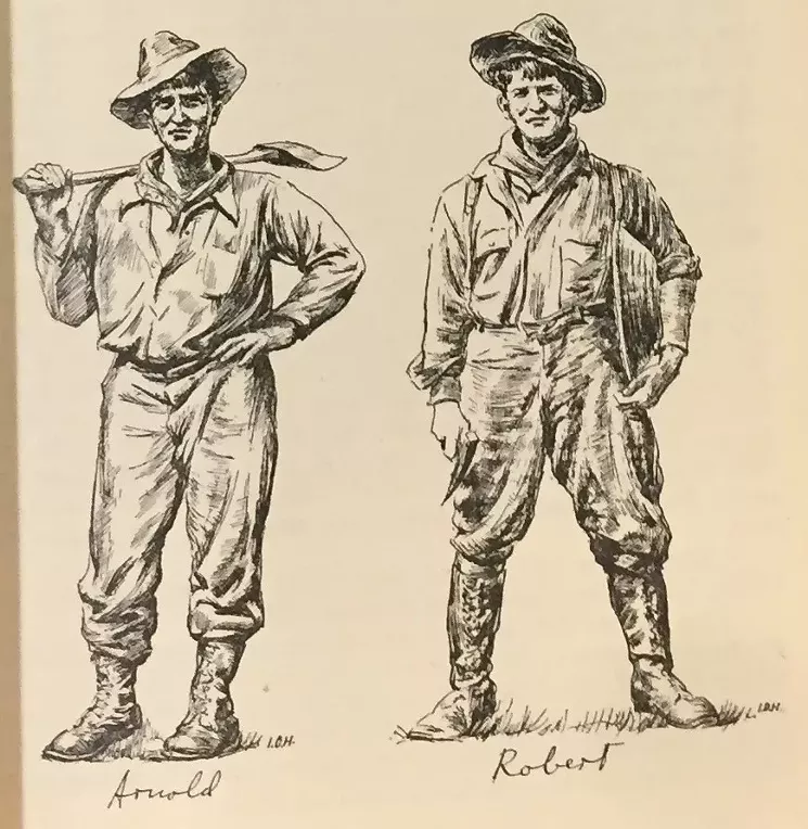Irwin Hoffman's sketch of his brothers Arnold and Robert, originally published in the book Free Gold. - AMANDA PAMPURO