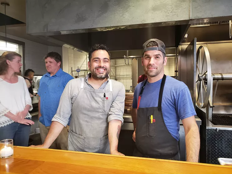 Chefs David Viana of Heirloom Kitchen in New Jersey and Steven Redzikowski of Oak at Fourteenth in Boulder. - LINNEA COVINGTON