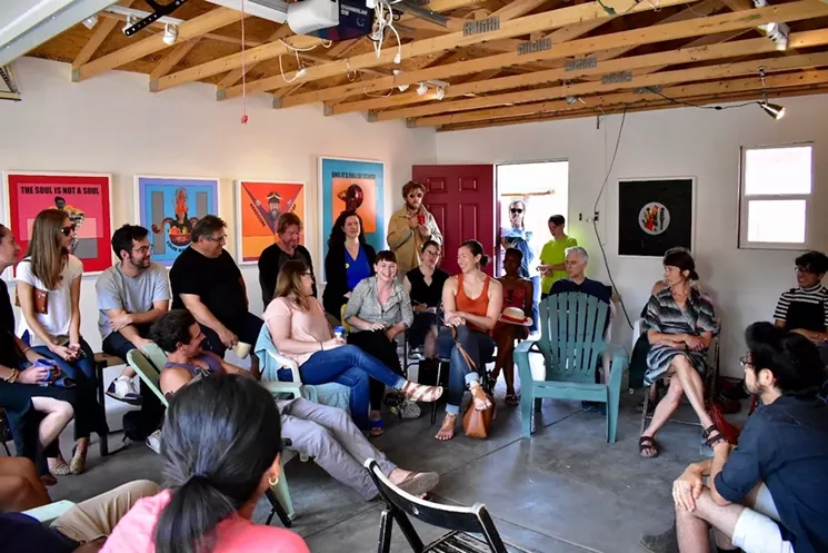 A laugh with Jessie de la Cruz at an Arthyve discussion hosted by Georgia Art Space. - SIGRI STRAND, ARTHYVE