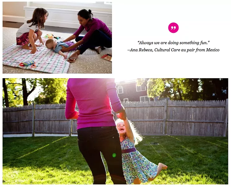 Sponsor agency websites promote the U.S. au pair program as a rewarding experience for applicants from around the world, as seen in this screenshot. - CULTURALCARE.COM
