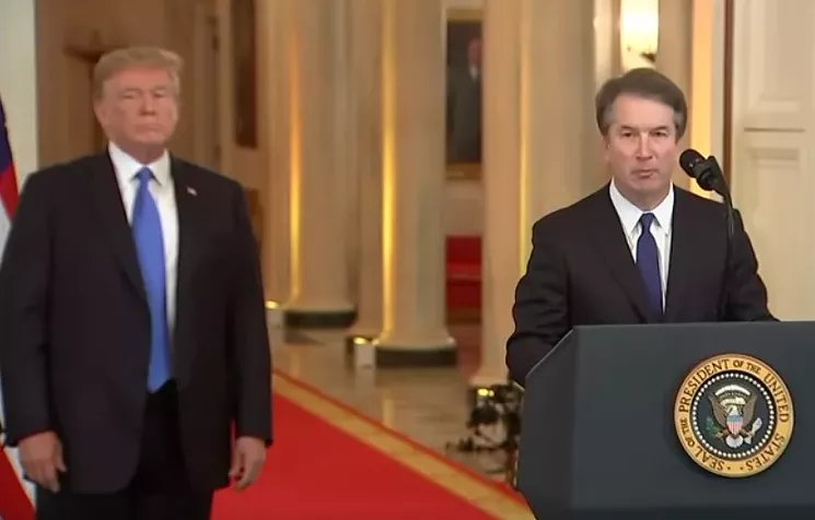 Brett Kavanaugh at the White House press event introducing him as President Donald Trump's next nominee for the U.S. Supreme Court. - CBC NEWS VIA YOUTUBE