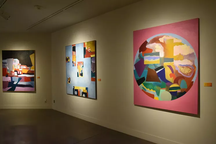 Virginia Maitland's early 1970s abstracts, (left to right) "Jamestown", "Hymnen" and "Tibetan Landscape." - COURTESY OF THE ARVADA CENTER FOR THE ARTS AND HUMANITIES