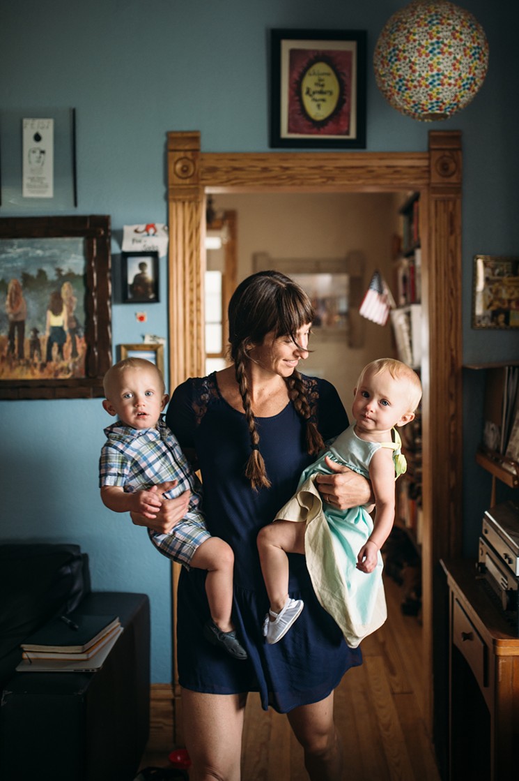Rynders at home with her twins, Soren and - Femka. - PHOTO BY HEATHER GRAY