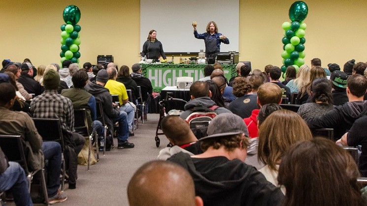A panel at the 2015 Cannabis Cup in Denver, where the idea for the Cannabis Voter Project was sparked. - PHOTO BY KEN HAMBLIN