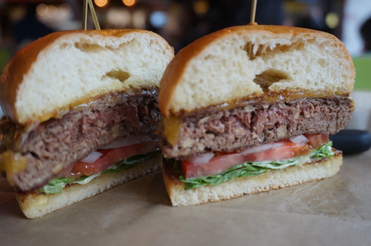 Hopdoddy's Impossible burger shows a little pink. - MARK ANTONATION
