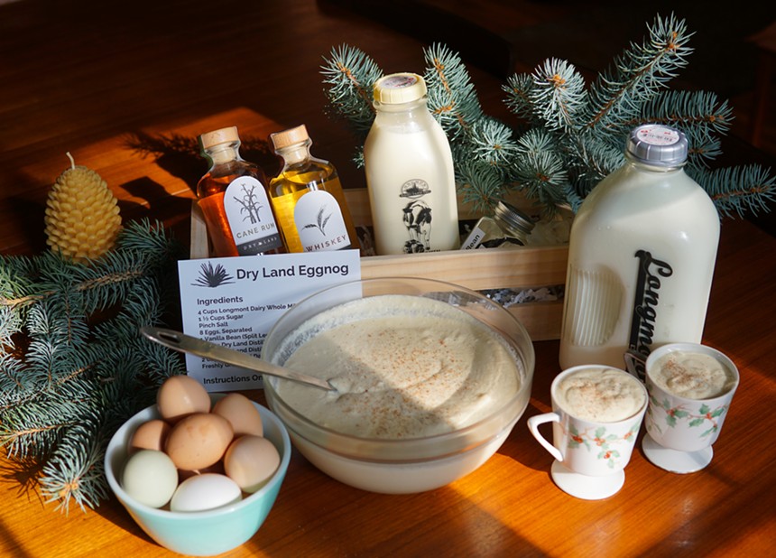 The limited-edition eggnog gift set from Dry Land Distillers. - DRY LAND DISTILLERS