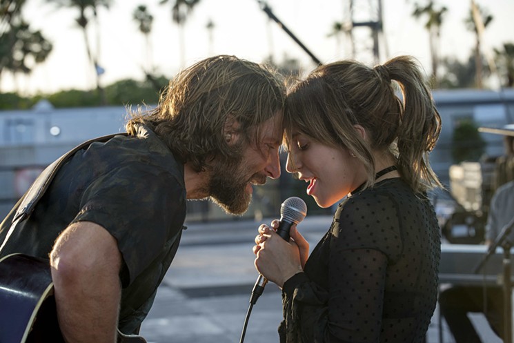 Bradley Cooper (left) and Lady Gaga set the contemplative mood in A Star Is Born. - NEAL PRESTON/COURTESY OF WARNER BROS.