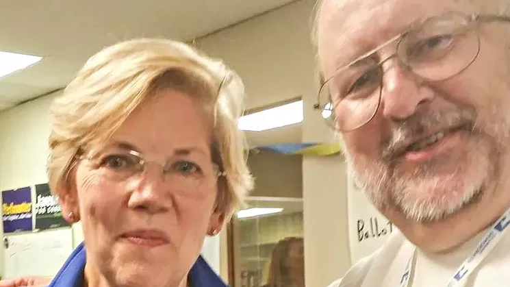 Dennis Obduskey with Senator Elizabeth Warren, who's filed a brief in support of his Supreme Court case. - COURTESY OF DENNIS OBDUSKEY