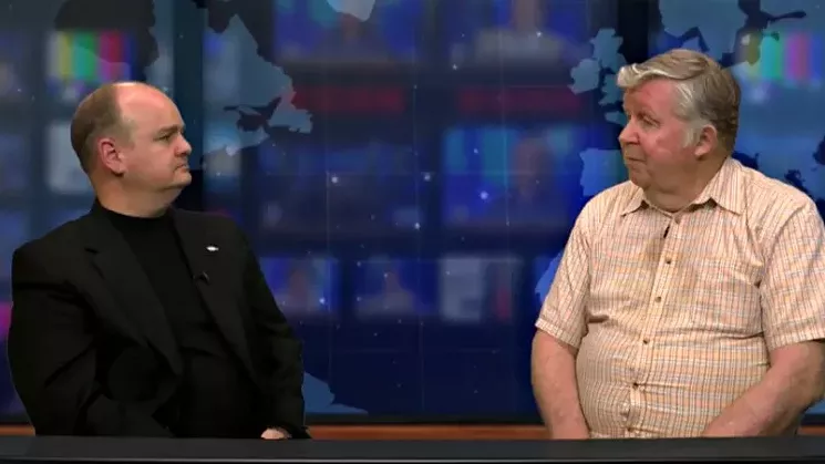 Douglas Bruce, right, during a 2018 interview with former Colorado legislator Gordon Klingenschmitt. - YOUTUBE