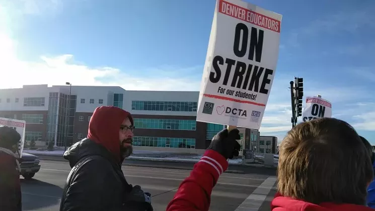 An image of protesters at Northfield High School during the recently concluded Denver teachers' strike, as shared by the Colorado Working Families Party. - FACEBOOK