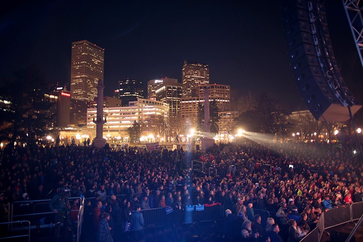 Hickenlooper's presidential campaign kickoff in Civic Center Park. - COURTESY OF EVAN SEMÓN PHOTOGRAPHY