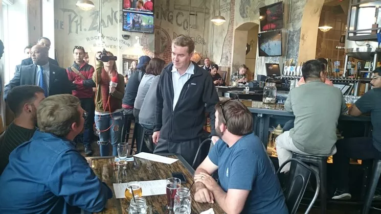 Senator Michael Bennet meeting and greeting Metro State University of Denver students during the 2016 campaign. - PHOTO BY MICHAEL ROBERTS