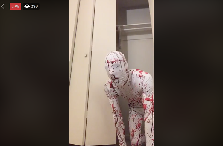 Butcher Cult garnered thousands of followers with disturbing performance art on April 22. - BUTCHER CULT, LIVE FEED, FACEBOOK