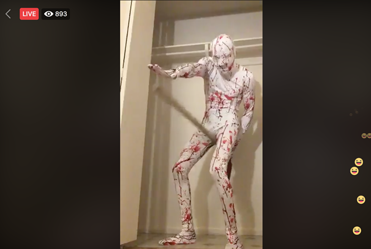 Butcher Cult garnered thousands of followers with disturbing performance art on April 22. - BUTCHER CULT, LIVE FEED, FACEBOOK