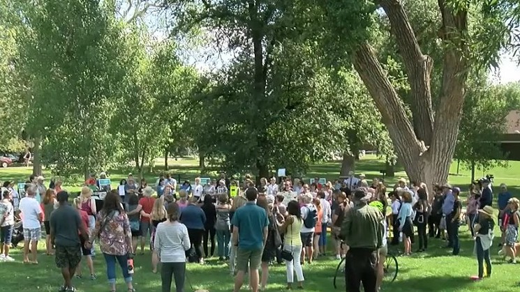 Approximately 100 people took part in a rally against the geese roundup at Washington Park this past weekend. - DENVER7 VIA YOUTUBE