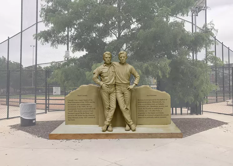 How Sutton Betti's sculpture would look in front of the ballfield where Jack Kerouac saw a game. - COURTESY MARK BLIESENER