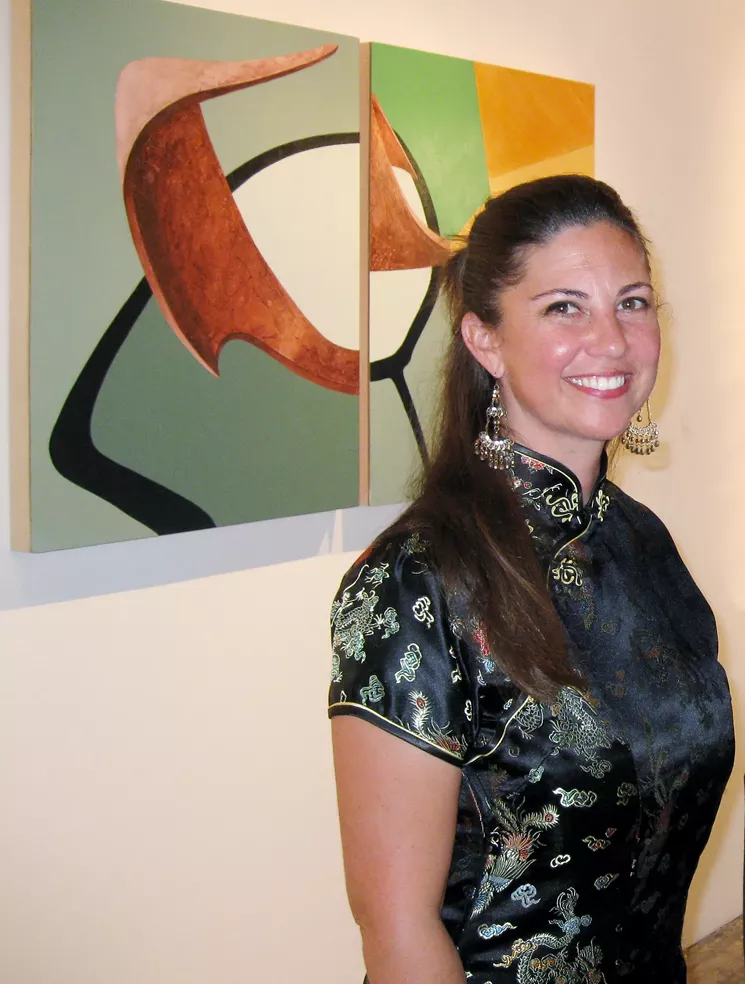 Beloian with painting "Taylor," K Gallery, Culver City, California, 2011. - PHOTO COURTESY OF JIM WALKER