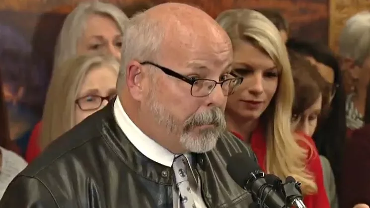 Tom Sullivan at a press conference about the recall effort that targeted him. - CBS4 VIA YOUTUBE
