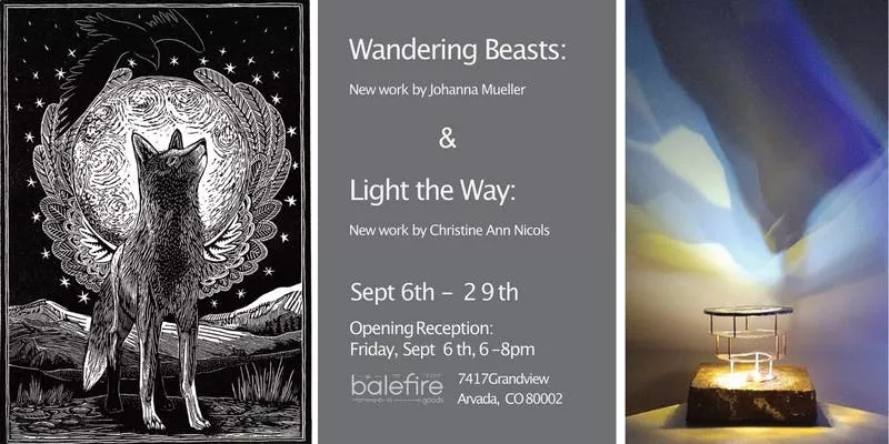 Balefire showcases a printmaker and a metalsmith in September. - JOHANNA MUELLER AND METALSMITH CHRISTINE ANN NICOLS