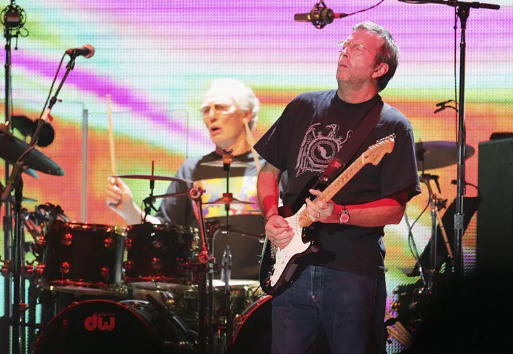 Ginger Baker playing with Eric Clapton in 2005. - SCOTT GRIES/GETTY IMAGES