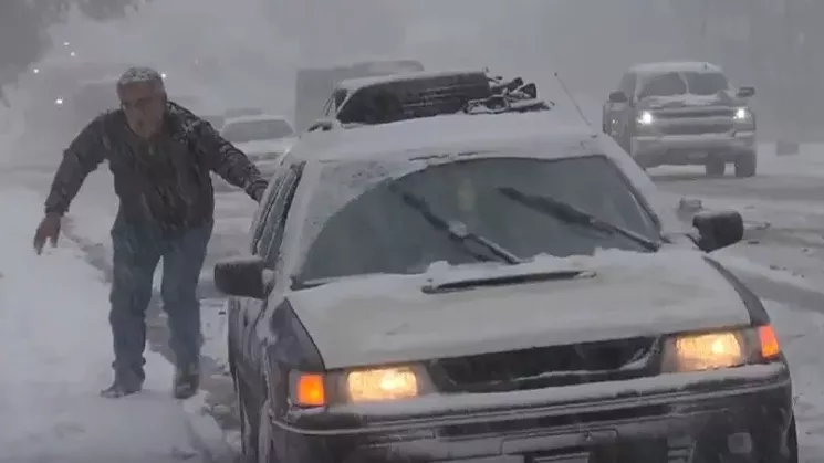 An unpleasant moment on Denver streets yesterday. - CBS4 VIA YOUTUBE