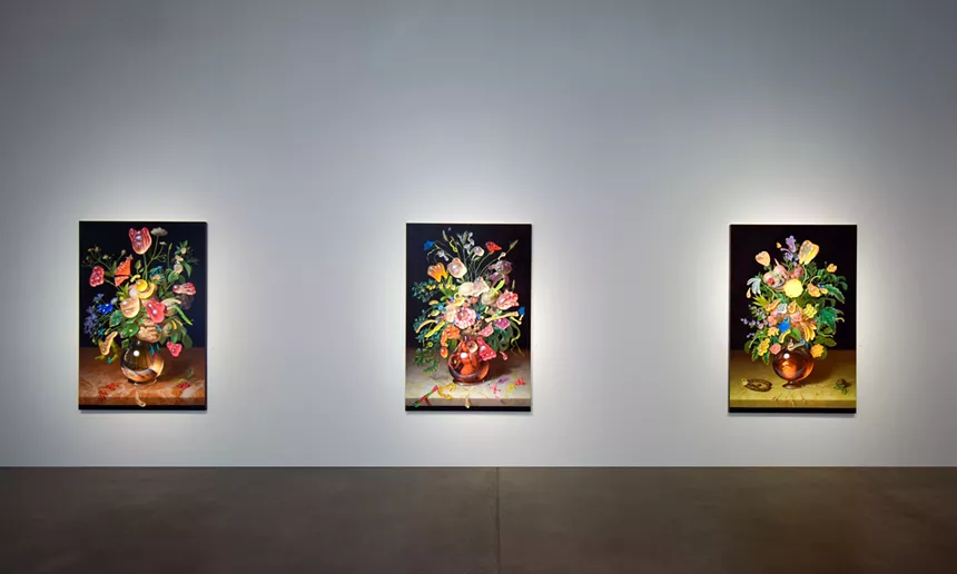 Christian Rex van Minnen's "Logic Tree" (from left, "Parallax" and "Immanent Maniac Blossoms"). - COURTESY OF ROBISCHON GALLERY