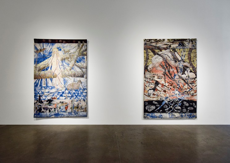 "Congregation" (left) and "Underground," tapestries by Kiki Smith. - COURTESY OF ROBISCHON GALLERY