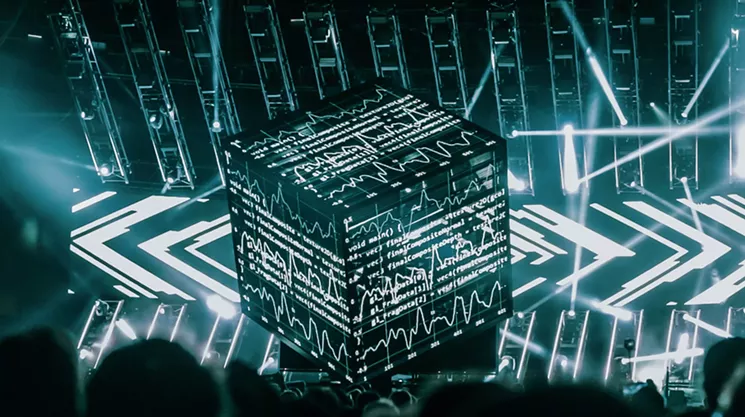 Some of Cubev3's visuals contain self-referential nods to its creation process, like the lines of code shown here. - LEAH SEMS
