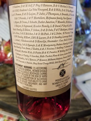 Contributors to  Wild Cañon Harvest are listed on the bottle label. - KRISTA KAFER