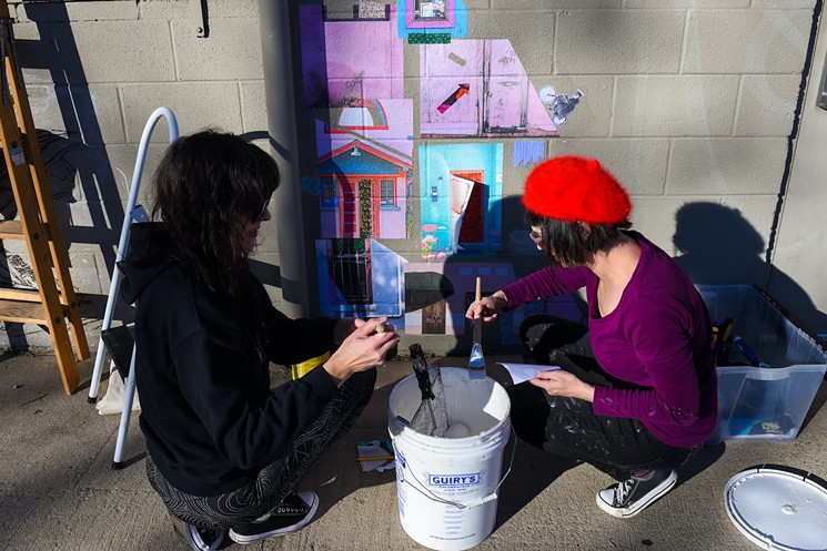 We Were Wild pasting up an installation at the Center for Visual Art - MSU Denver. - KENZIE BRUCE