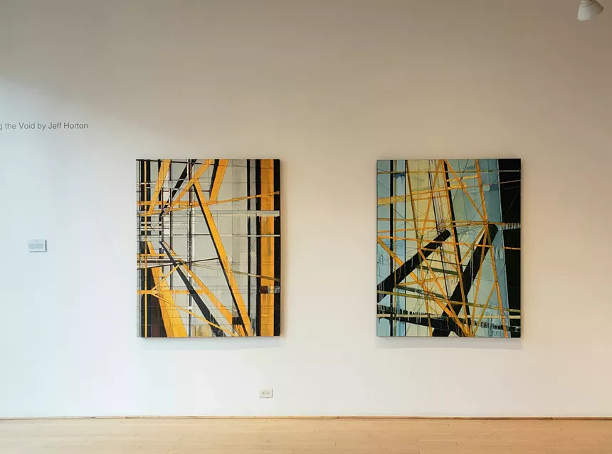 Jeff Horton's "Conveyance" (left) and "Freeway." - MIKE MCCLUNG, COURTESY OF MICHAEL WARREN CONTEMPORARY