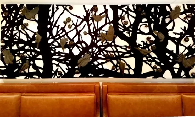 While dining at Corrine, notice the hotel's art collection, including Mia Mulvey's Arinae. - LINNEA COVINGTON