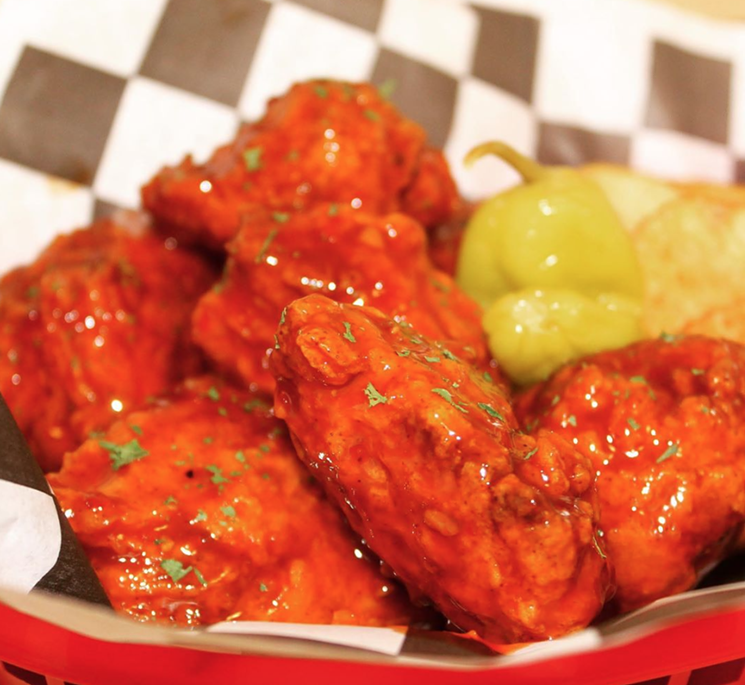 Garlic Buffalo seitan wings are a hit from Pescky Kitchen. - STEPHEN DEMMERT/@SHOTS_BY_SQUINTS