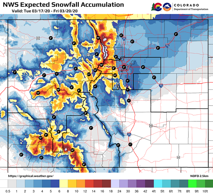 The National Weather Service's anticipated snow in Colorado. - COLORADO DEPARTMENT OF TRANSPORTATION