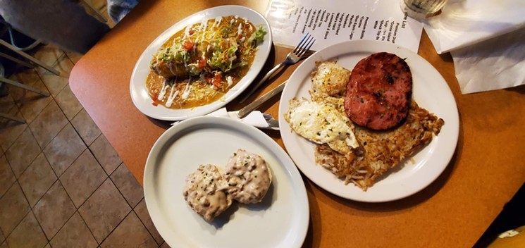 Breakfast and green chile are some of the things we recommend at Monaghan's. - SAMANTHA MORSE