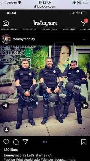 The full shot, including the caption, "Let's start a riot." - INSTAGRAM VIA FOX31
