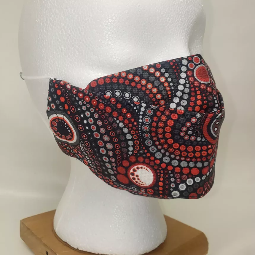 Find artist/seamstress Jill Mustoffa's extraordinary face masks for sale at Balefire's One at a Time Art Fair. - JILL MUSTOFFA